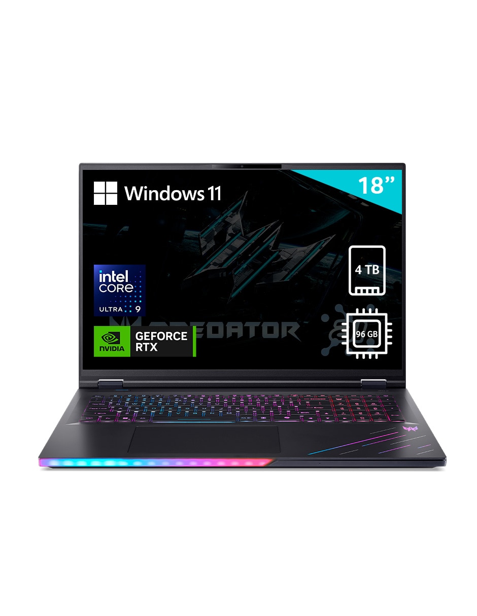 Laptop gamer PH18-73-931S 18 pulgadas wqxga Intel Core Ultra 9 Nvidia Geforce RTX 5090 más de 4 GB RAM 4 TB SSD 1