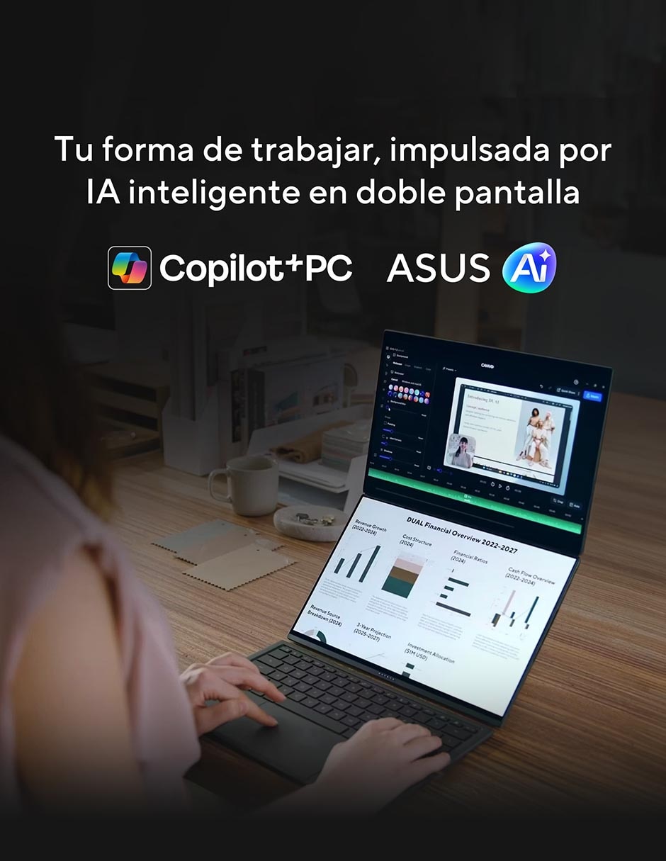 Laptop 2 en 1 touch Asus UX8407AA-SN048W 14 pulgadas 3k intel core ultra 9 intel Arc 32 GB RAM 1 TB SSD