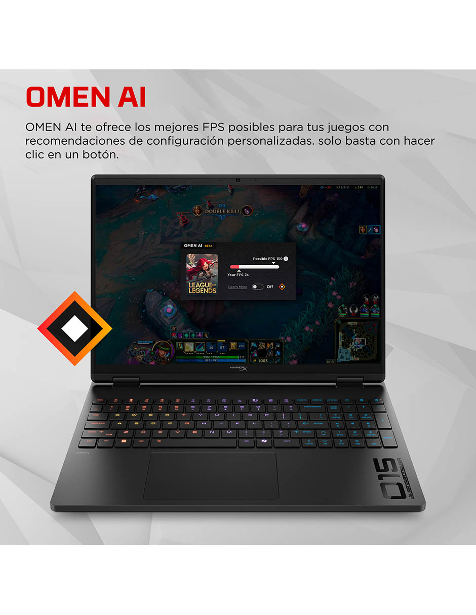 Computadora HP Hyperx Omen Gaming Laptop 15-GA0009LA 15.3 pulgadas 2K Intel Core i7 NVIDIA GeForce RTX 5070 16 GB RAM 512 GB SSD