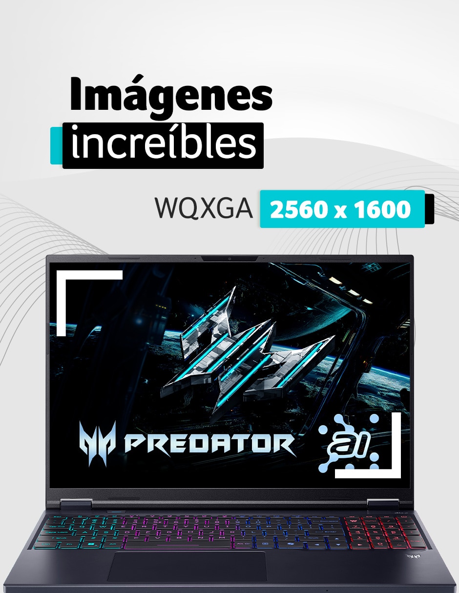 Laptop gamer Acer PHN16-73-97ME 16 pulgadas WQXGA Intel core ultra 9 NVIDIA GeForce RTX 5070 64 GB RAM 2 TB SSD