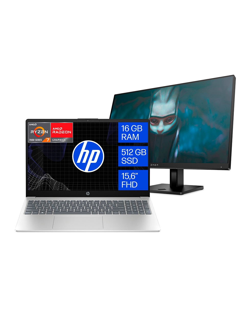 Computadora15-fc0372la + monitor omen 24g2 15.6 pulgadas full hd amd ryzen 7 integradas 16 gb ram 512 gb 1