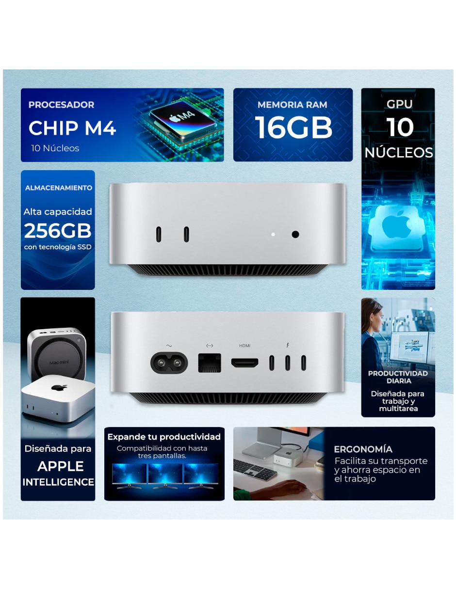 Mini pc mu9d3ll/a m4 integrada 16 gb ram 256 gb 2