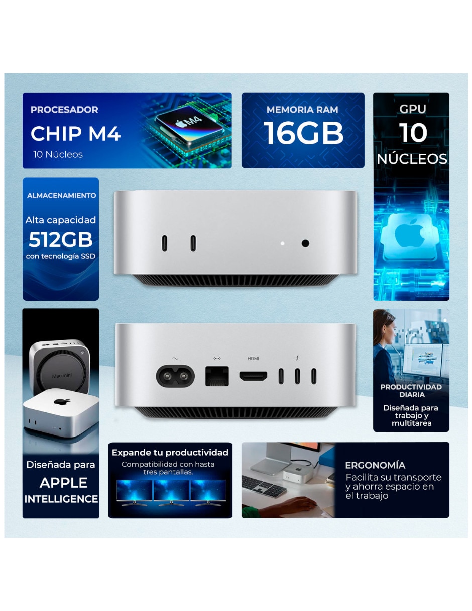 Mini pc mu9e3ll/a m4 integrada 16 gb ram 512 gb 4