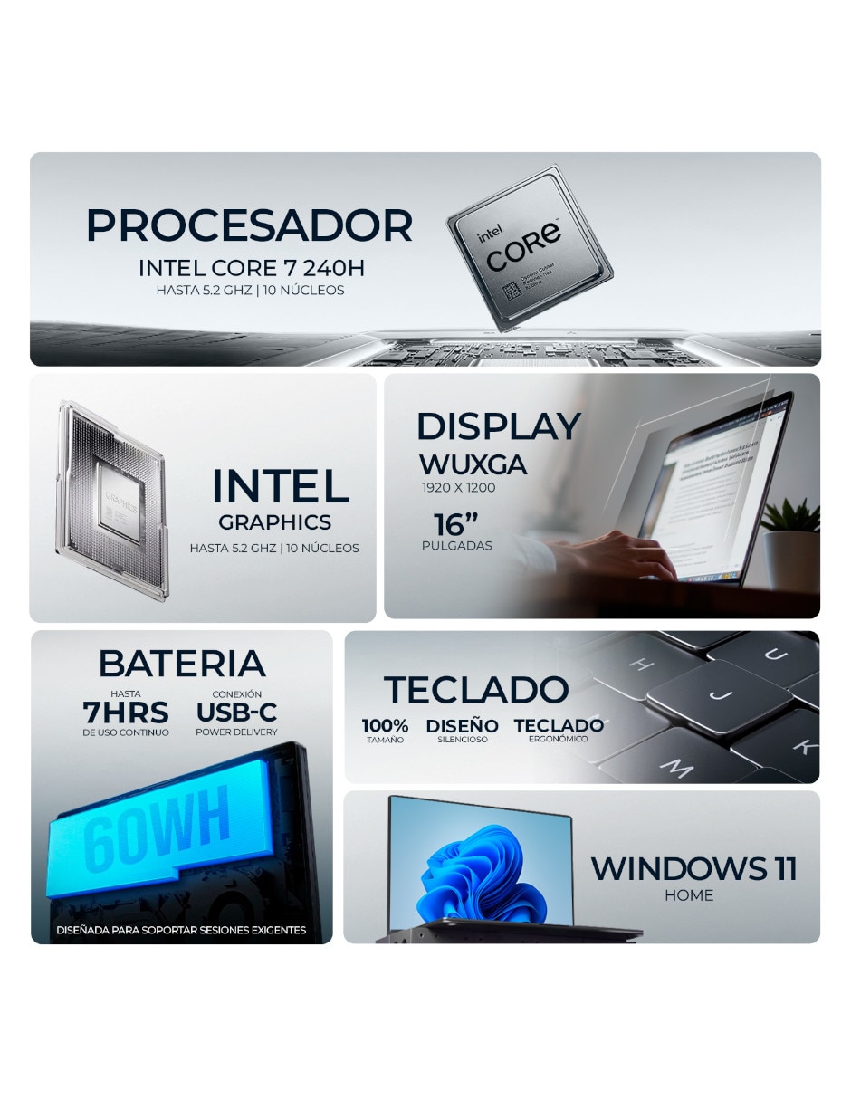 Laptop touch 83J1002KUS 16 pulgadas WUXGA Intel core 7 Integradas 16 GB RAM 1 TB SSD 3