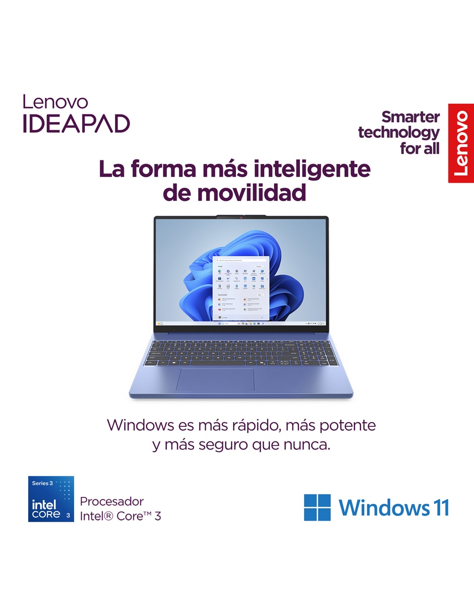 Laptop touch 83RR00R0LS 15.3 pulgadas WUXGA Intel core 3 Integradas 8 GB RAM 512 GB 9