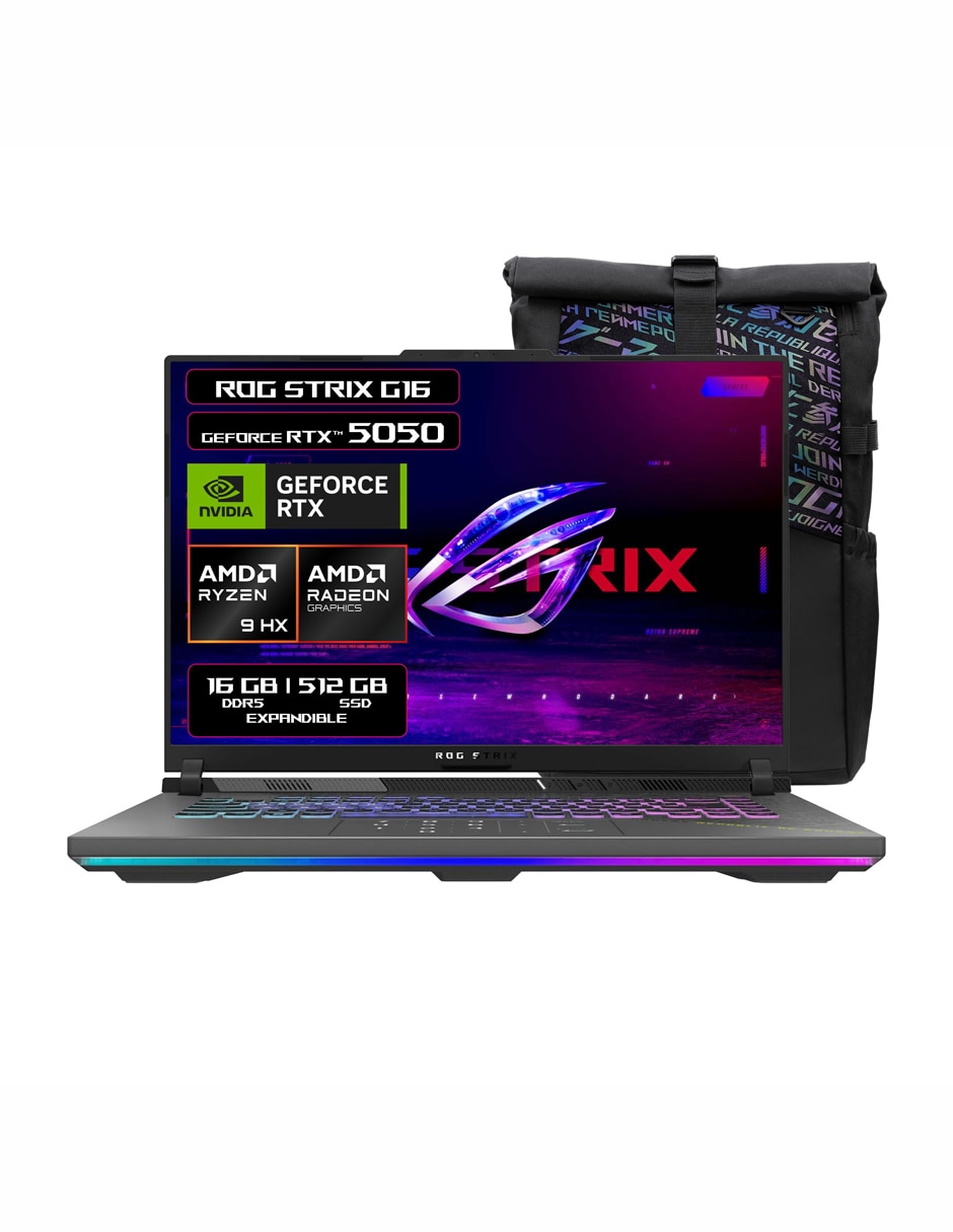 Laptop gamer ROG Strix G16 16 pulgadas Full HD+ AMD Ryzen 9 8940HX NVIDIA GeForce RTX 5050 16 GB RAM 512 GB