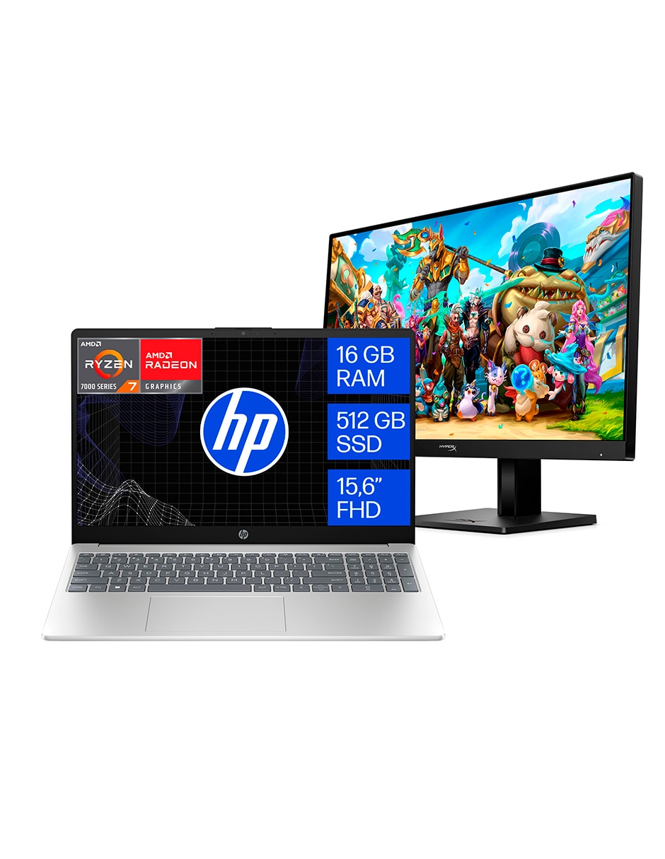 Laptop fc0372la + Monitor HyperX Omen 24 G2 15.6 pulgadas Full HD AMD Ryzen 7 Integradas 16 GB RAM 512 GB