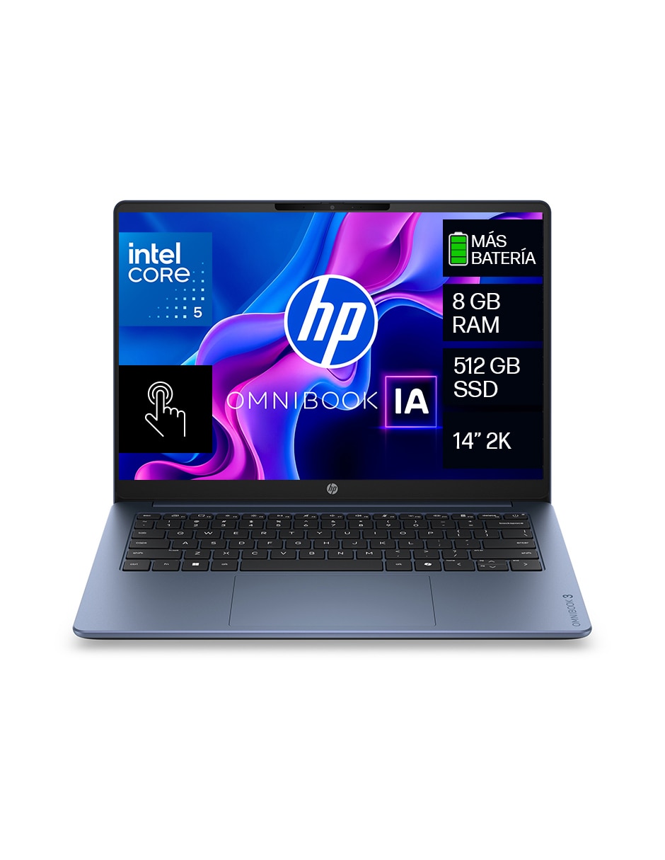 Laptop touch OmniBook 3 AI 14-ht0061la 14 pulgadas 2K Intel core 5 Integradas 8 GB RAM 512 GB Laptop touch OmniBook 3 AI 14-ht0061la 14 pulgadas 2K Intel core 5 Integradas 8 GB RAM 512 GB
