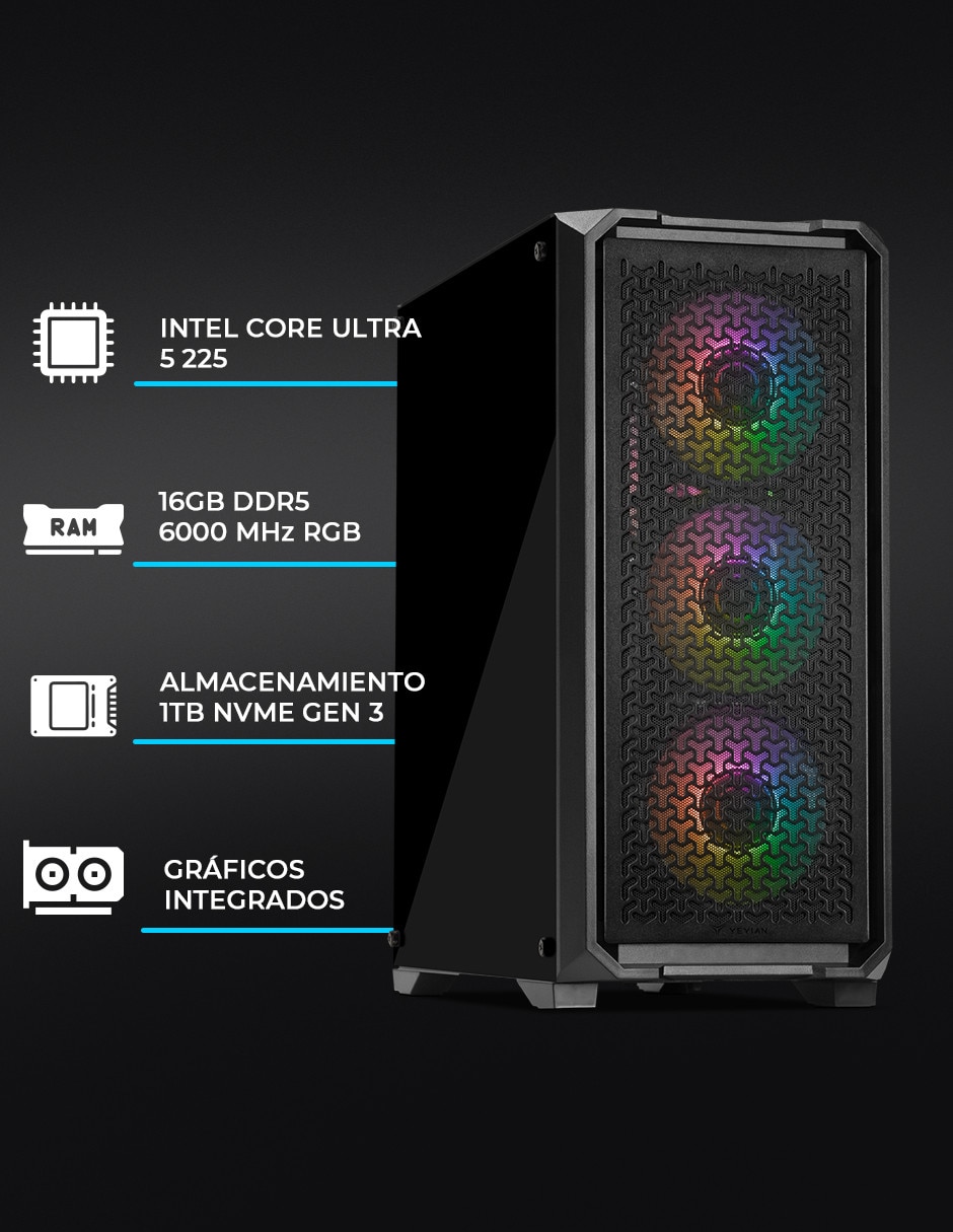 Computadora gamer Vault 225B-1M YPI-VA225B-1M Intel Core Ultra 5 225 Integradas 16 GB RAM 1 TB SSD