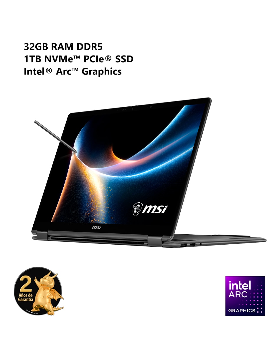 Laptop light touch Prestige 14 Flip AI+ D3MTG-245MX 14 pulgadas Full HD+ Intel core ultra 7 Intel Arc 32 GB RAM 1 TB 5