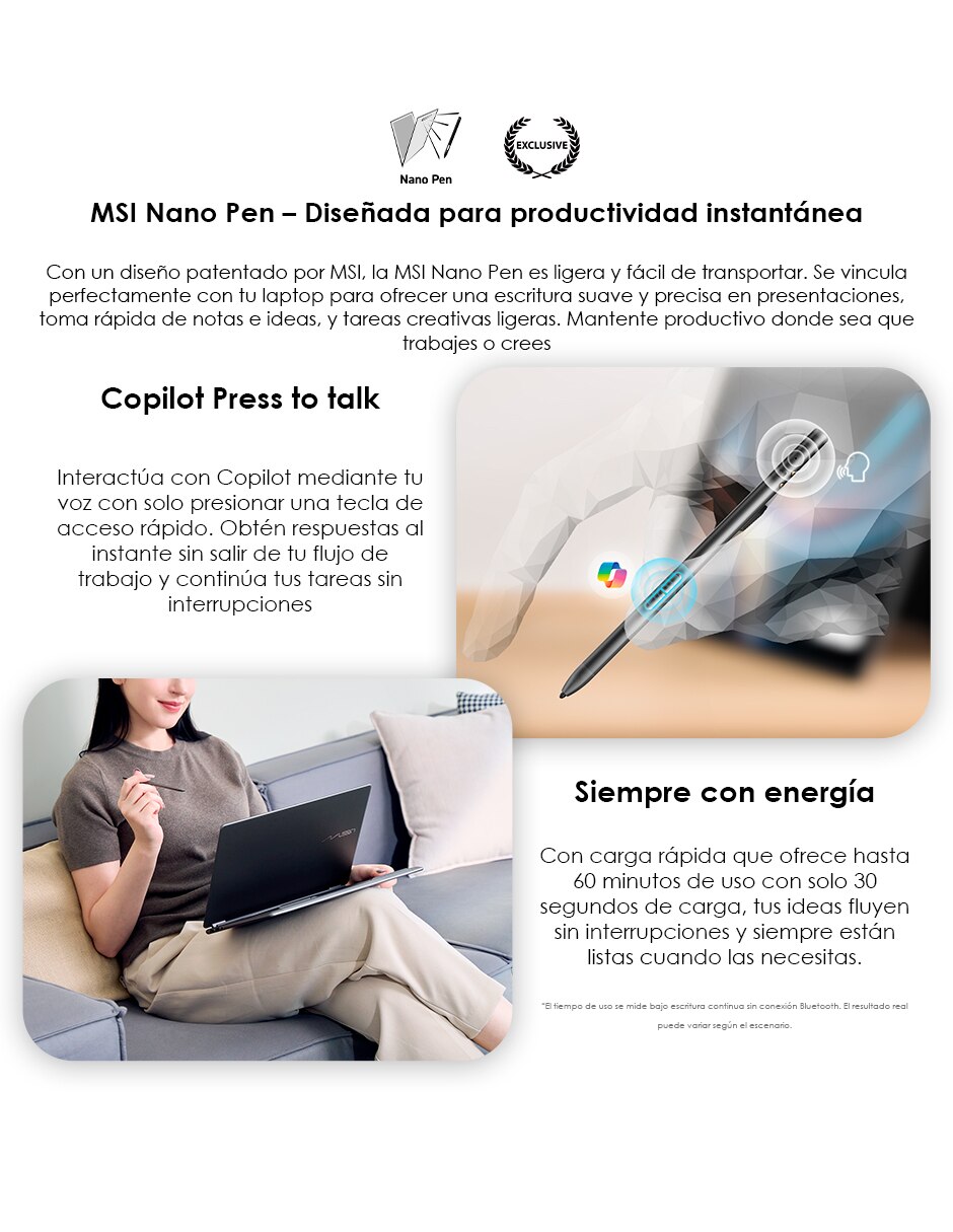 Laptop light touch Prestige 14 Flip AI+ D3MTG-245MX 14 pulgadas Full HD+ Intel core ultra 7 Intel Arc 32 GB RAM 1 TB 7