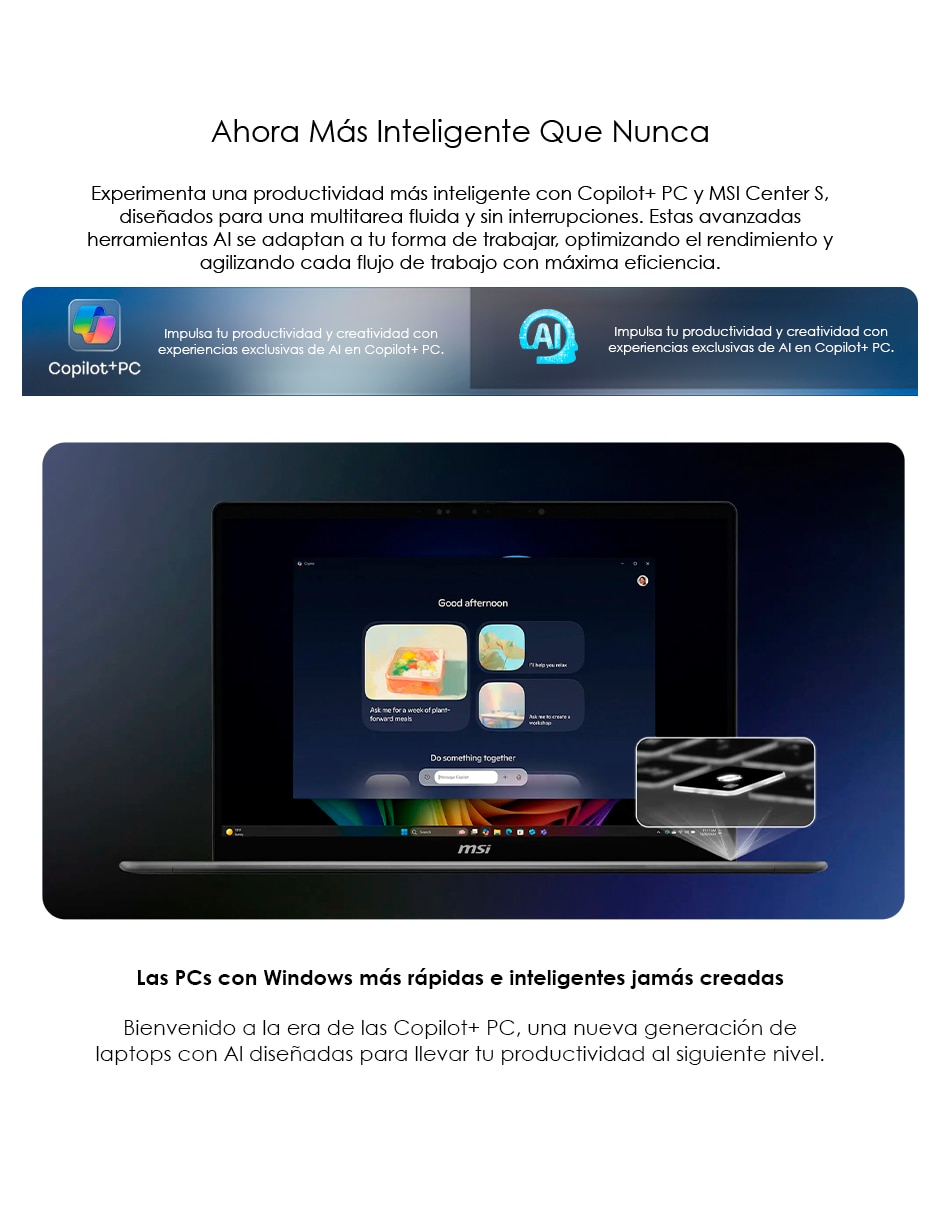 Laptop light touch Prestige 14 Flip AI+ D3MTG-245MX 14 pulgadas Full HD+ Intel core ultra 7 Intel Arc 32 GB RAM 1 TB 3