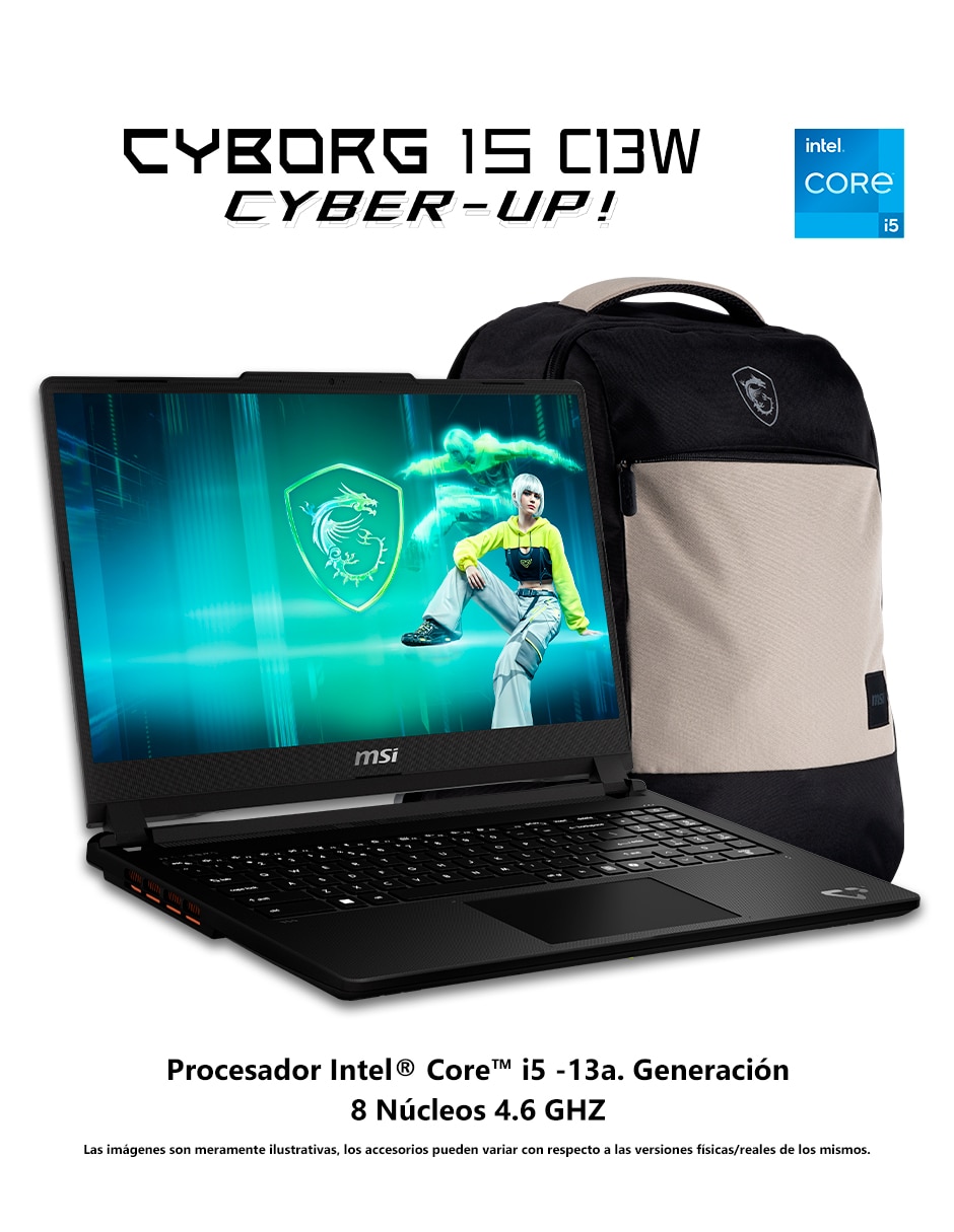 Laptop gamer cyborg 15 c13wfo-408mx 15.6 pulgadas full hd intel core i5 nvidia geforce rtx 5060 16 gb ram 512 gb 6