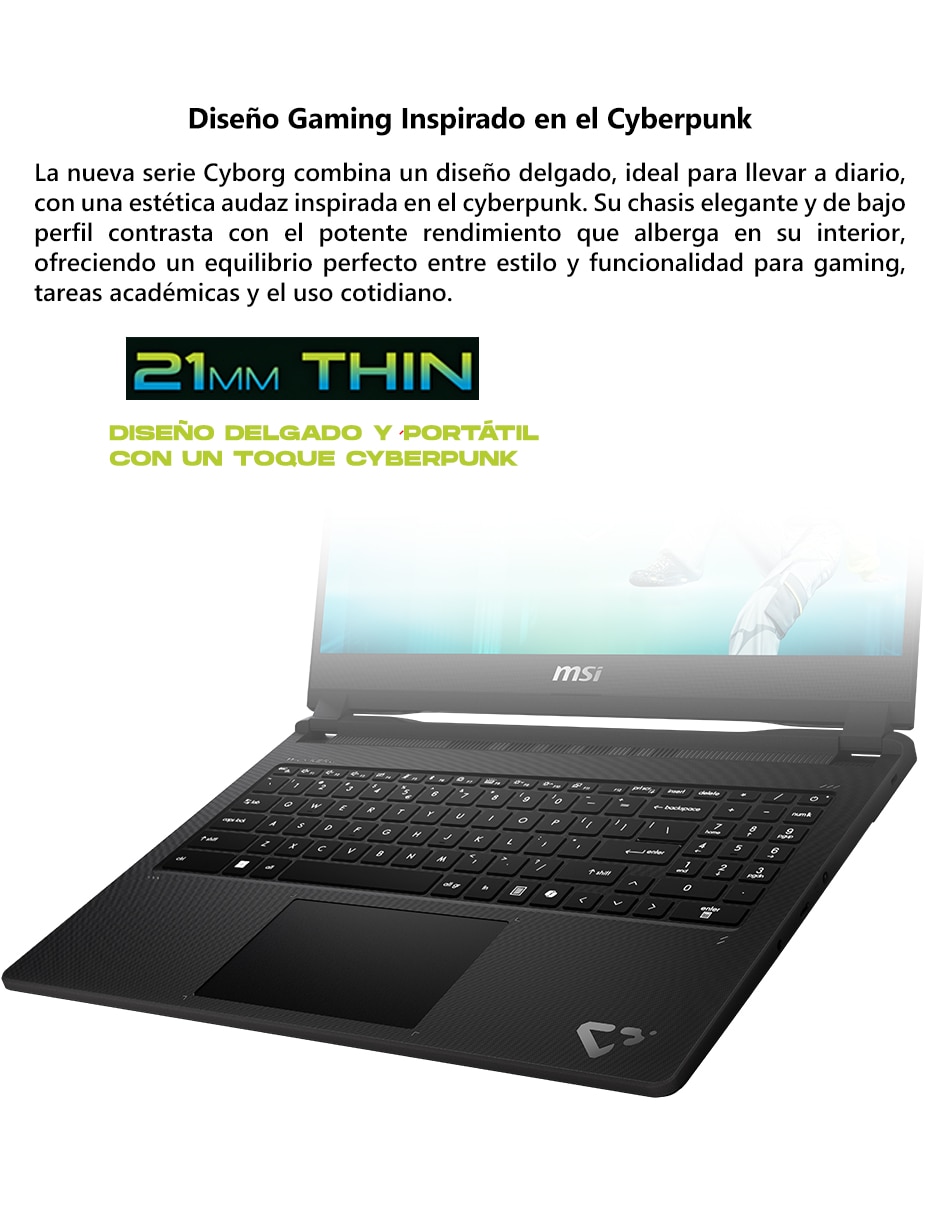 Laptop gamer cyborg 15 c13wfo-408mx 15.6 pulgadas full hd intel core i5 nvidia geforce rtx 5060 16 gb ram 512 gb 5