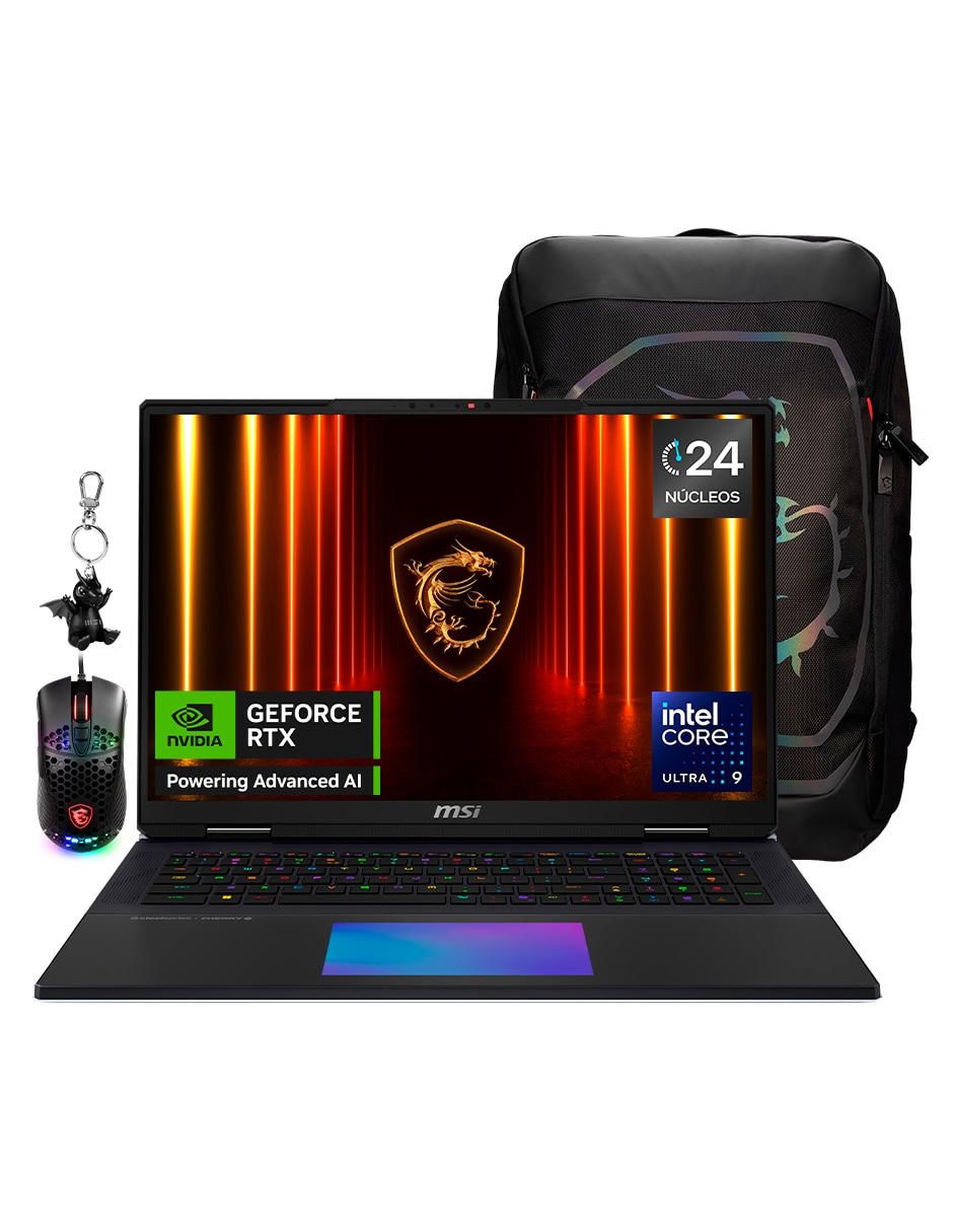 Laptop gamer titan 18 hx a2wj-1428mxy 18 pulgadas uhd+ intel core ultra 9 nvidia geforce rtx 5090 64 gb ram 2 tb