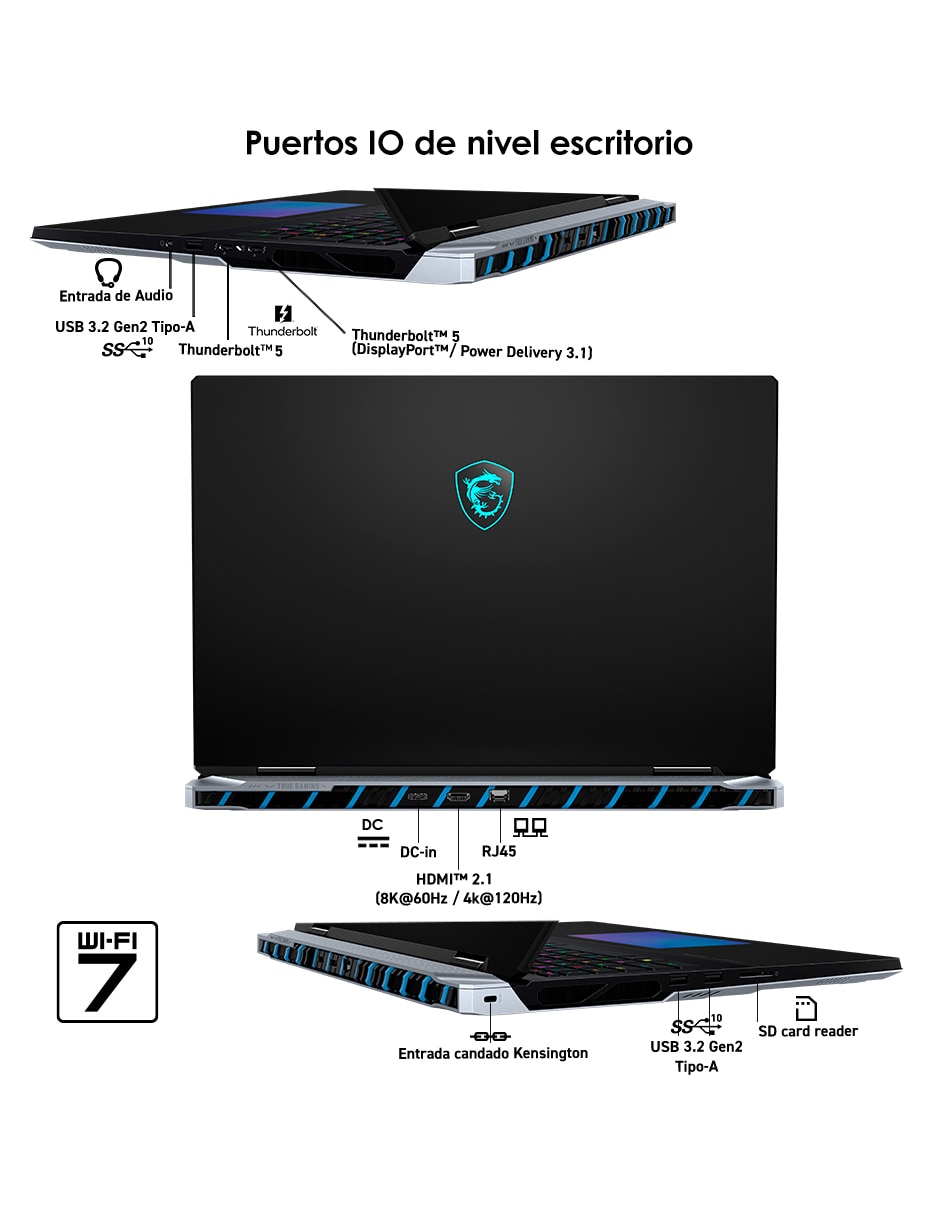 Laptop gamer titan 18 hx a2wj-1428mxy 18 pulgadas uhd+ intel core ultra 9 nvidia geforce rtx 5090 64 gb ram 2 tb 6