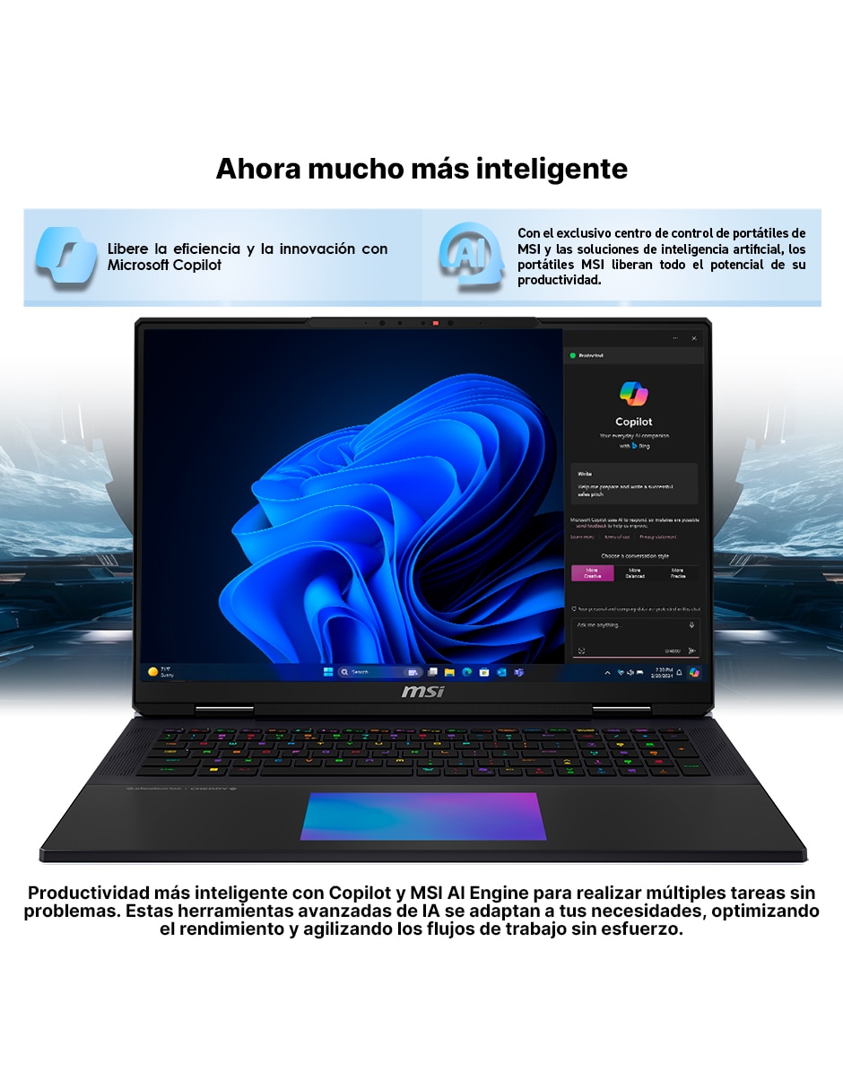 Laptop gamer titan 18 hx a2wj-1428mxy 18 pulgadas uhd+ intel core ultra 9 nvidia geforce rtx 5090 64 gb ram 2 tb 8