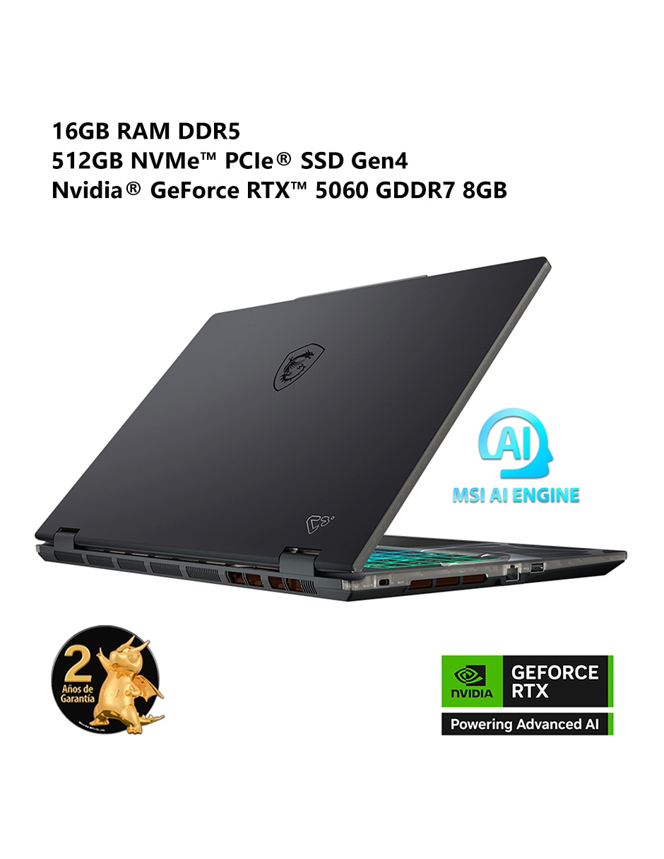 Laptop gamer cyborg a15 ai b2hwfkg-258mx 15.6 pulgadas full hd amd ryzen 7 260 nvidia geforce rtx 5060 16 gb ram 512 gb 6