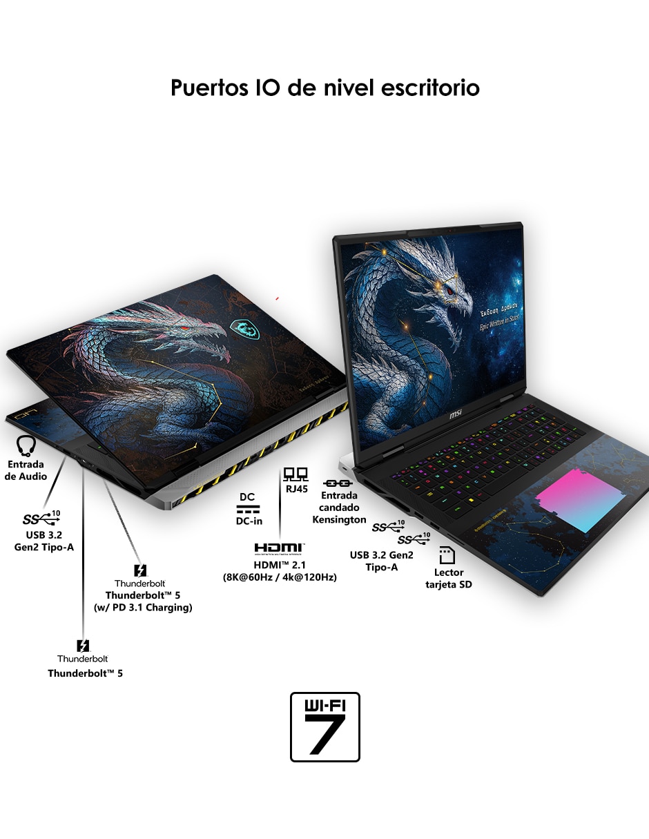 Laptop gamer titan 18 hx dragon edition draco epic a2wj-1429mxy 18 pulgadas uhd+ intel core ultra 9 nvidia geforce rtx 5090 64 gb ram 4 tb