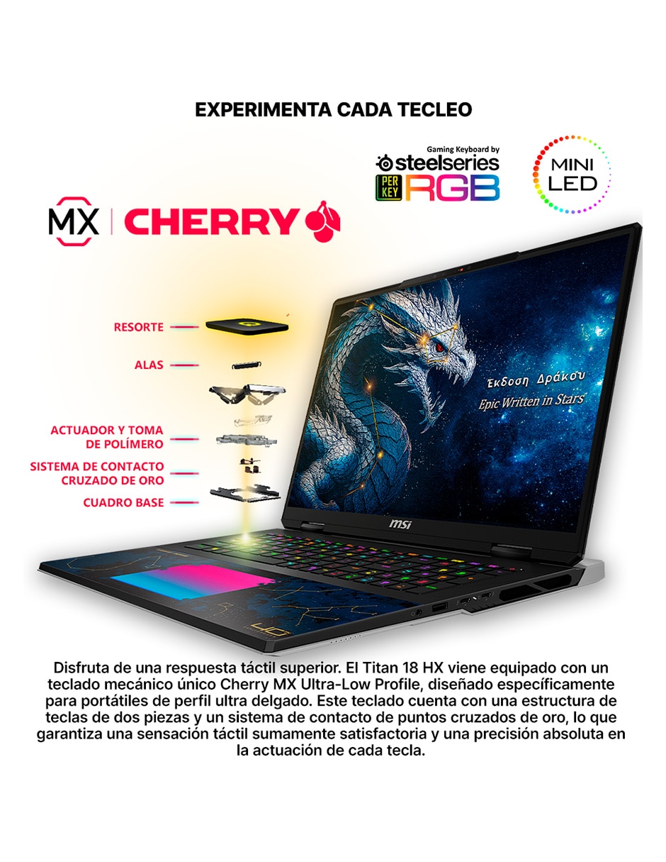 Laptop gamer titan 18 hx dragon edition draco epic a2wj-1429mxy 18 pulgadas uhd+ intel core ultra 9 nvidia geforce rtx 5090 64 gb ram 4 tb 7