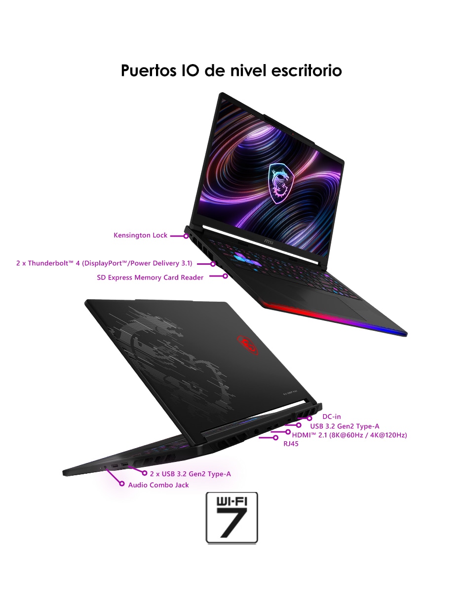 Laptop gamer raider 16 max hx b2wi-269mx 16 pulgadas qhd+ intel core ultra 9 nvidia geforce rtx 5080 32 gb ram 1 tb 8