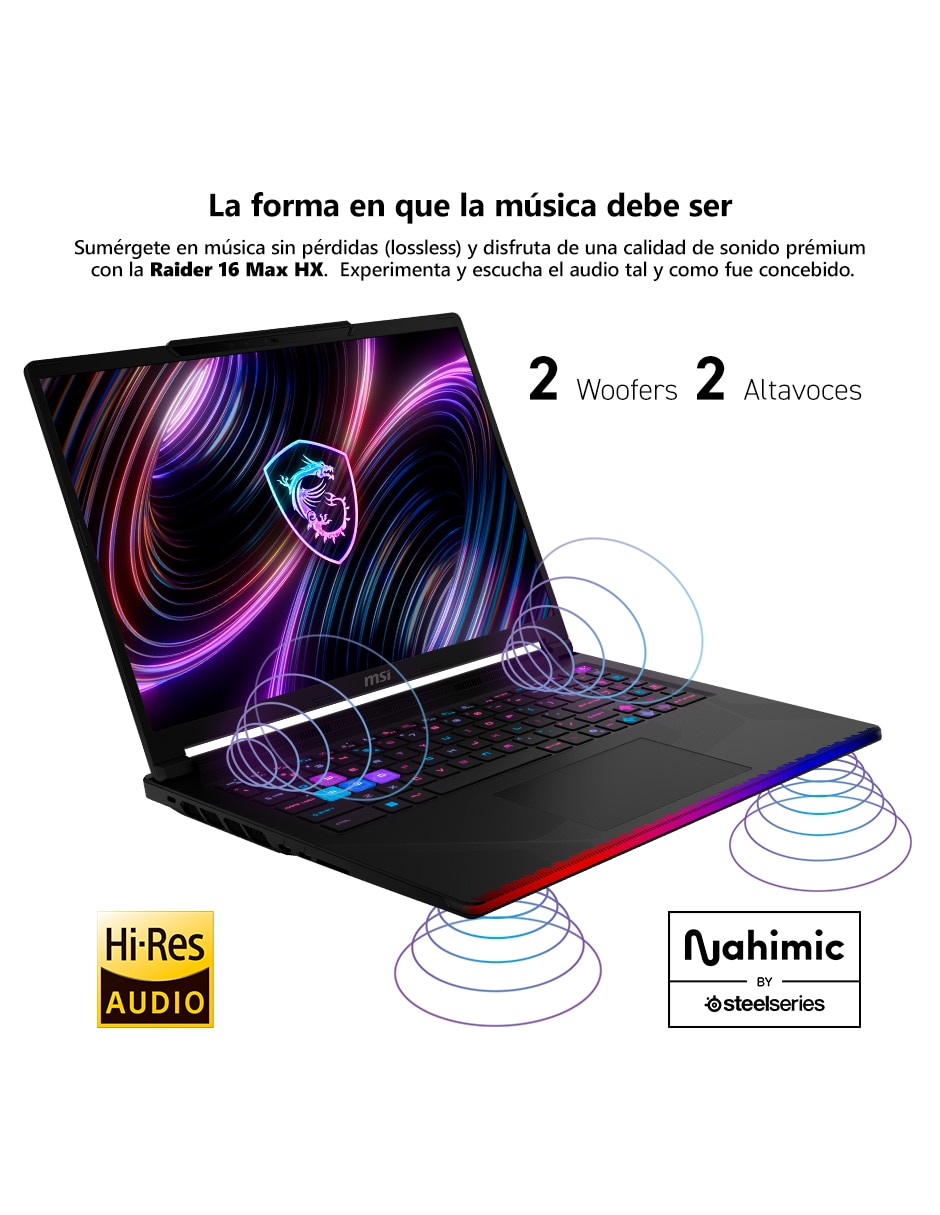 Laptop gamer raider 16 max hx b2wi-269mx 16 pulgadas qhd+ intel core ultra 9 nvidia geforce rtx 5080 32 gb ram 1 tb 2