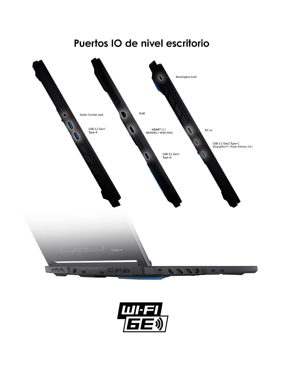 Laptop gamer crosshair a16 hx e8wgk-048mx 16 pulgadas qhd+ amd ryzen 9 8940hx nvidia geforce rtx 5070 16 gb ram 1 tb 9