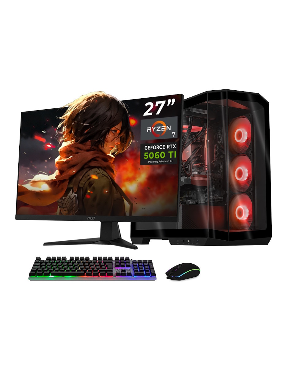 Computadora gamer 27 pulgadas Full HD AMD Ryzen 7 NVIDIA GeForce RTX 5060 Ti 16 GB 1 TB