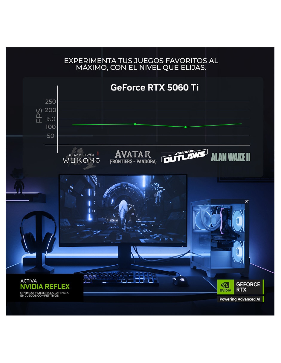 Computadora gamer 27 pulgadas Full HD AMD Ryzen 7 NVIDIA GeForce RTX 5060 Ti 16 GB 1 TB 9