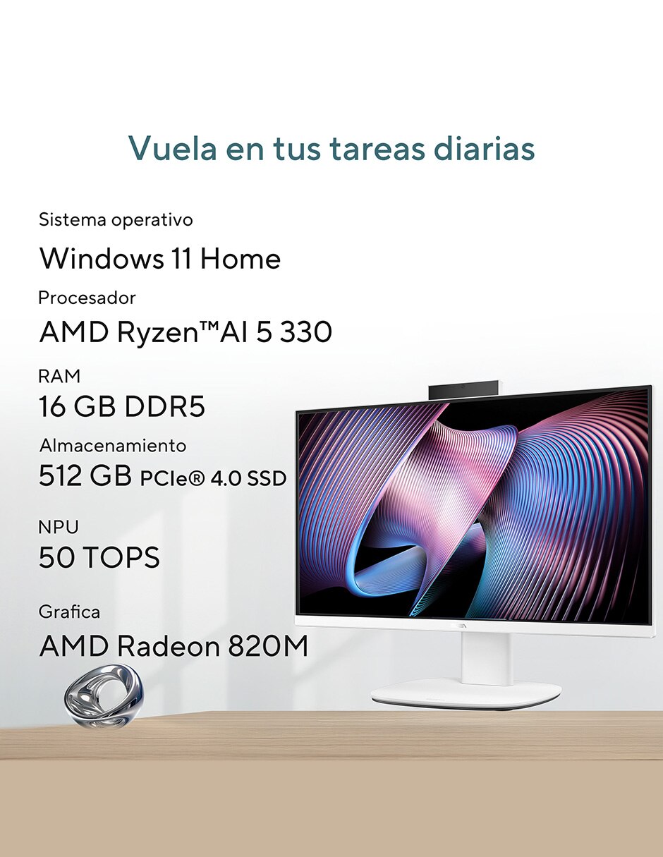 Computadora all in one ASUS VM640 23.8 pulgadas Full HD AMD Ryzen AI 5 330 AMD Radeon 16 GB 512 GB 5