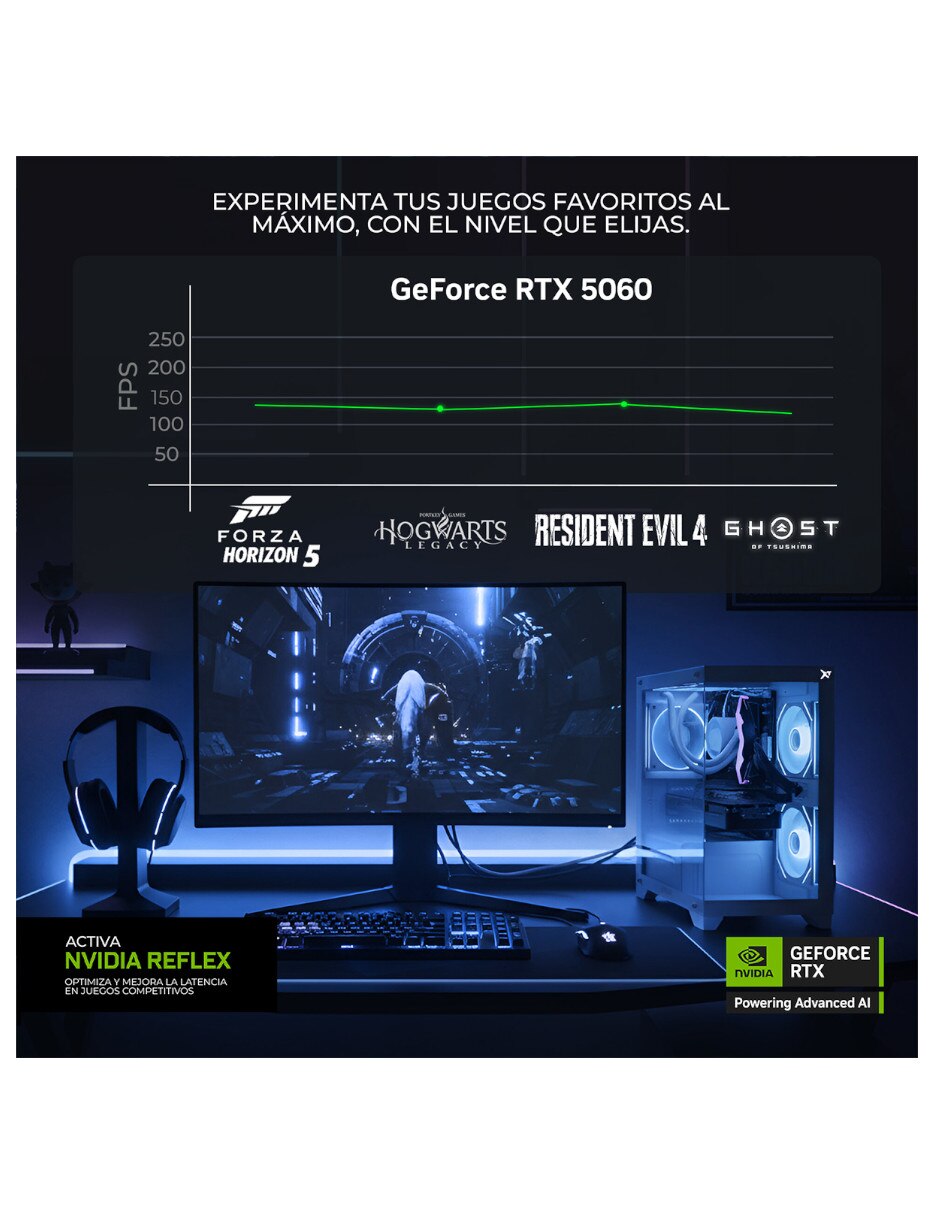 Computadora gamer AMD Ryzen 7 NVIDIA GeForce RTX 5060 32 GB RAM 1 TB SSD 7
