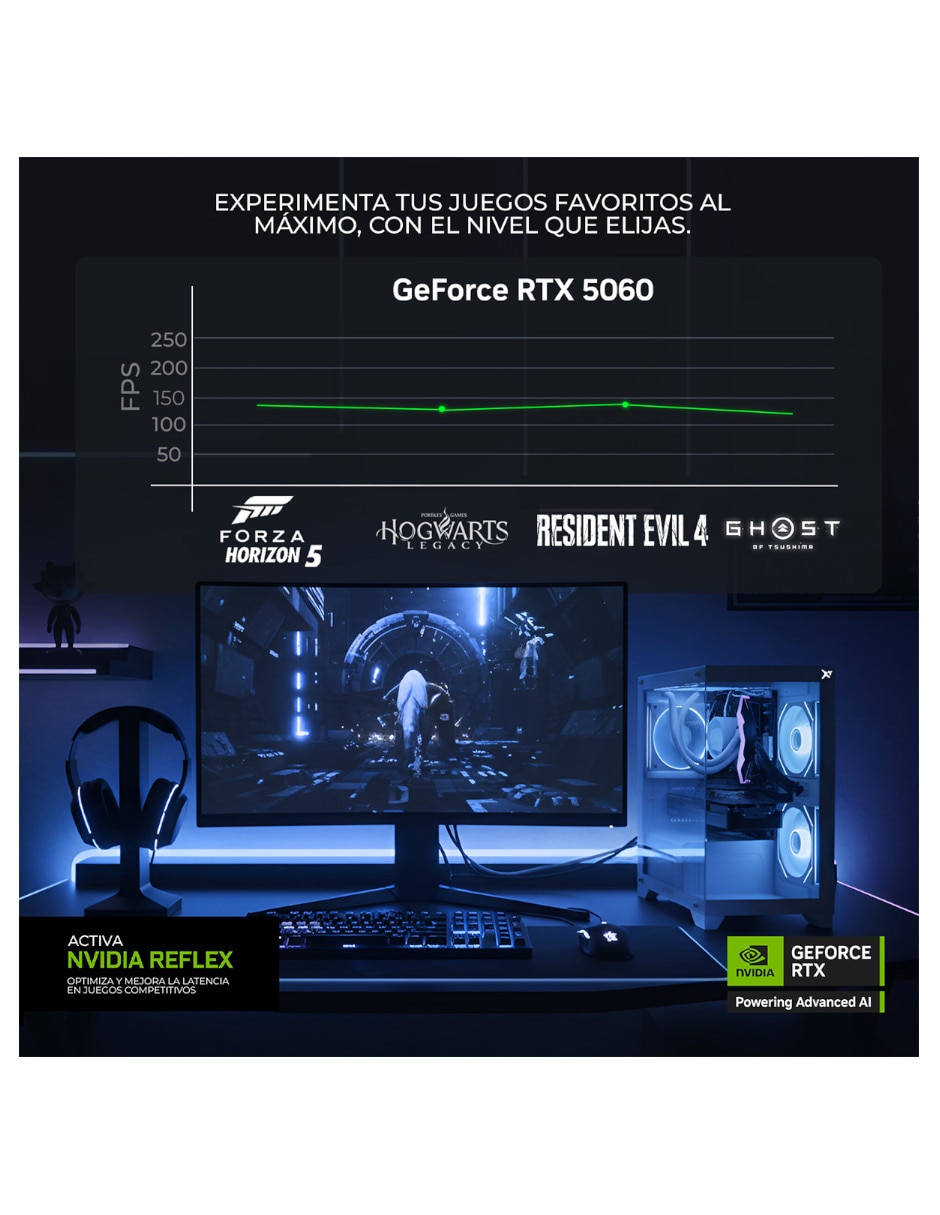 Computadora gamer 31.5 pulgadas Full HD AMD Ryzen 7 NVIDIA GeForce RTX 5060 32 GB RAM 1 TB SSD 7