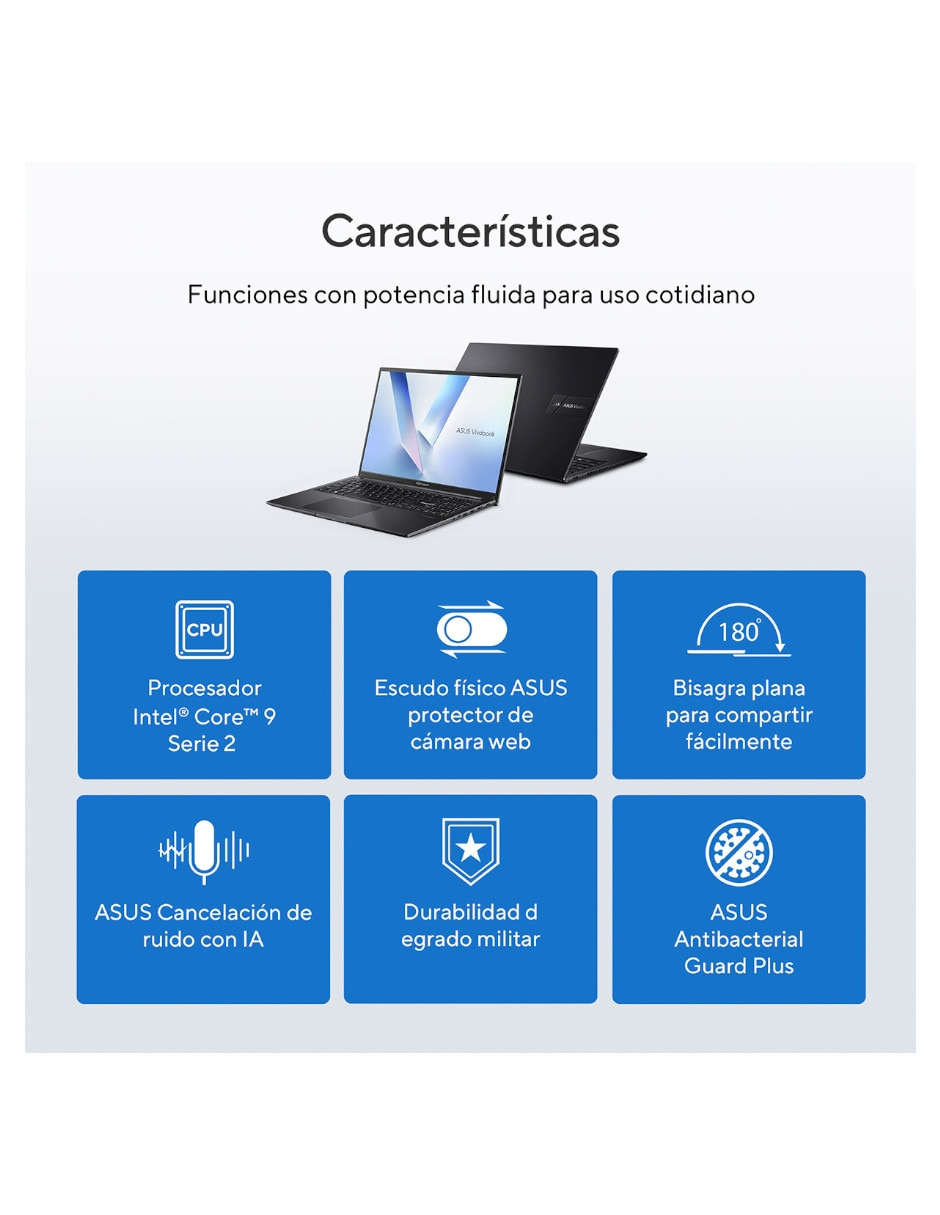 Laptop x1605vapbf-C924512 16 pulgadas wuxga Intel core 9 270h Integradas 24 gb ram 512 gb 8