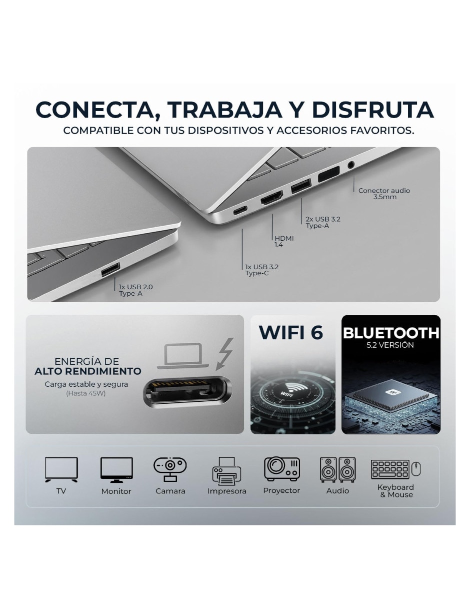 Laptop 17.3 pulgadas full hd intel core 5 integradas 16 gb ram 512 gb 8