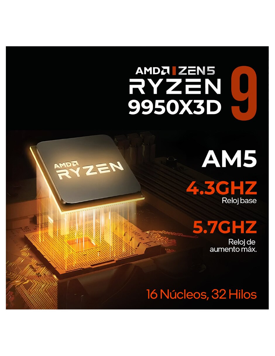 Computadora gamer AMD Ryzen 9 NVIDIA GeForce RTX 5080 32 GB RAM 2 TB SSD 6