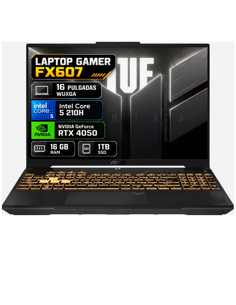 Laptop gamer tuf gaming f16 16 pulgadas wqxga intel core 5 210h nvidia geforce rtx 4050 16 gb ram 1 tb