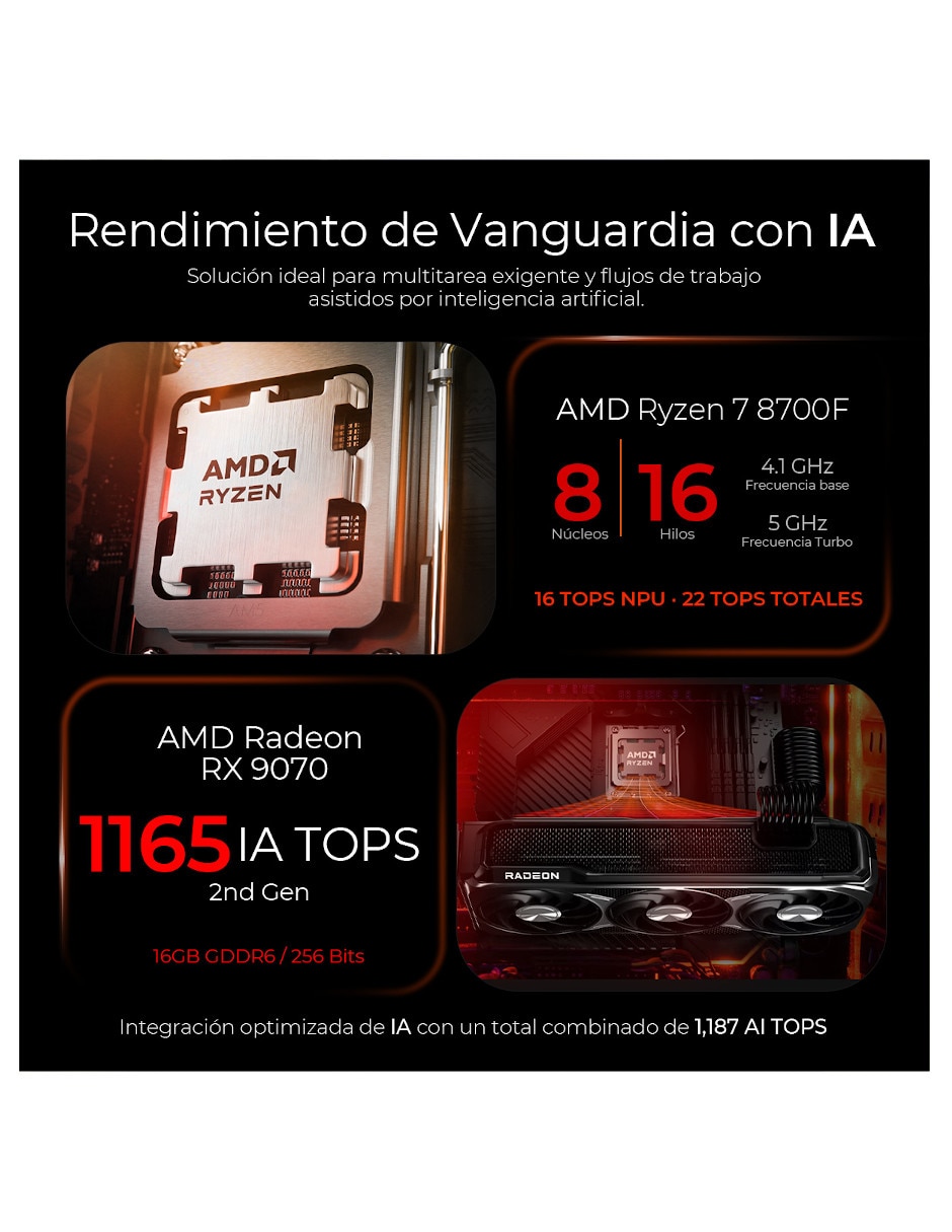 Computadora gamer AMD Ryzen 7 AMD Radeon RX 9070 16 GB RAM 1 TB SSD
