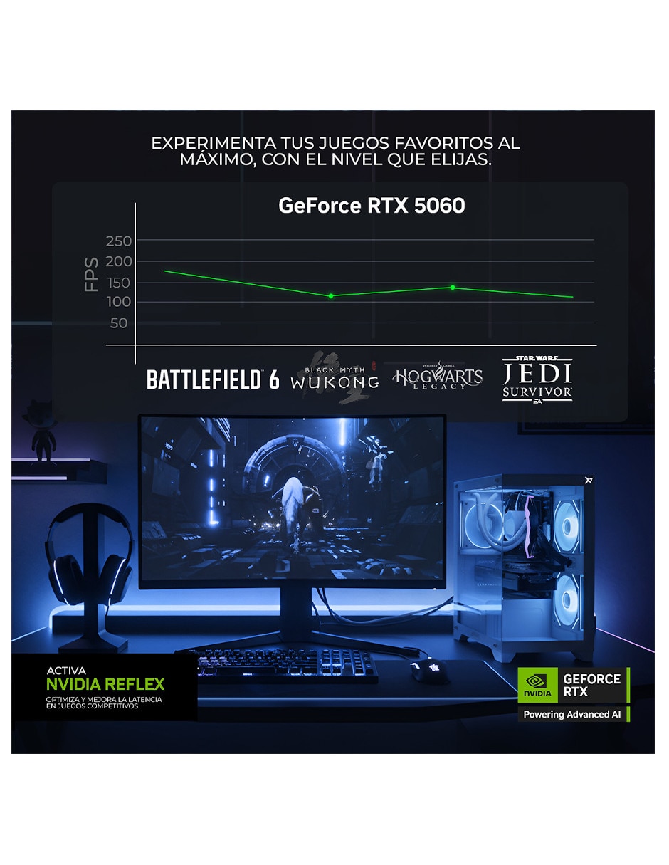 Computadora gamer 27 pulgadas full hd amd ryzen 7 nvidia geforce rtx 5060 16 gb ram 1 tb 9