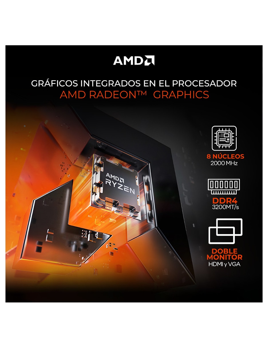 Computadora gamer 27 pulgadas full hd amd ryzen 7 amd radeon vega 8 16 gb ram 500 gb 9