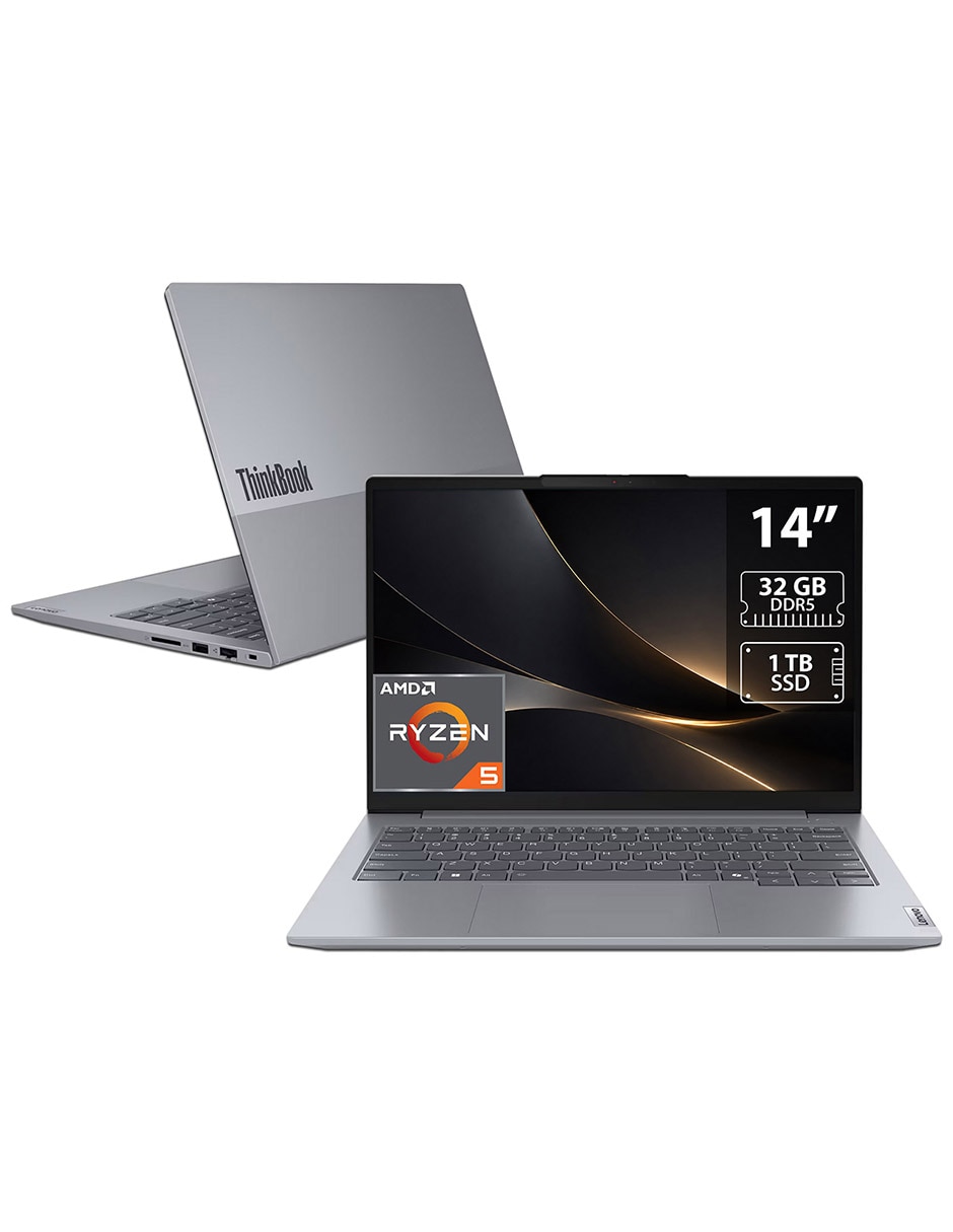 Laptop No ThinkBook 14 Gen 7 14 pulgadas WUXGA AMD Ryzen 5 AMD Radeon Graphics 32 GB RAM No aplica 1 TB No aplica Laptop No ThinkBook 14 Gen 7 14 pulgadas WUXGA AMD Ryzen 5 AMD Radeon Graphics 32 GB RAM No aplica 1 TB No aplica