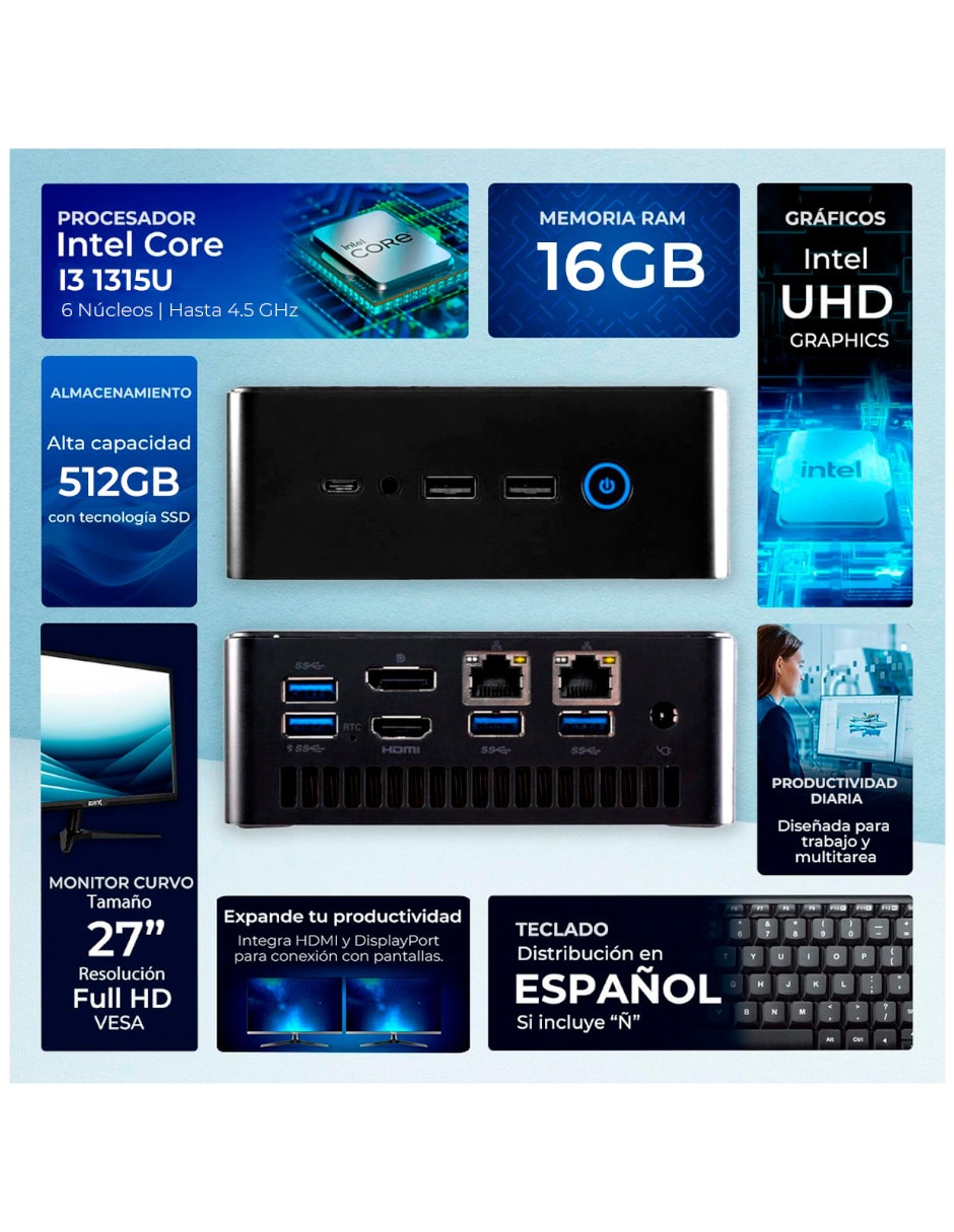 Mini PC Xtreme-Ci316512M27 Intel Core i3 Integrada 16 GB RAM 512 GB 6