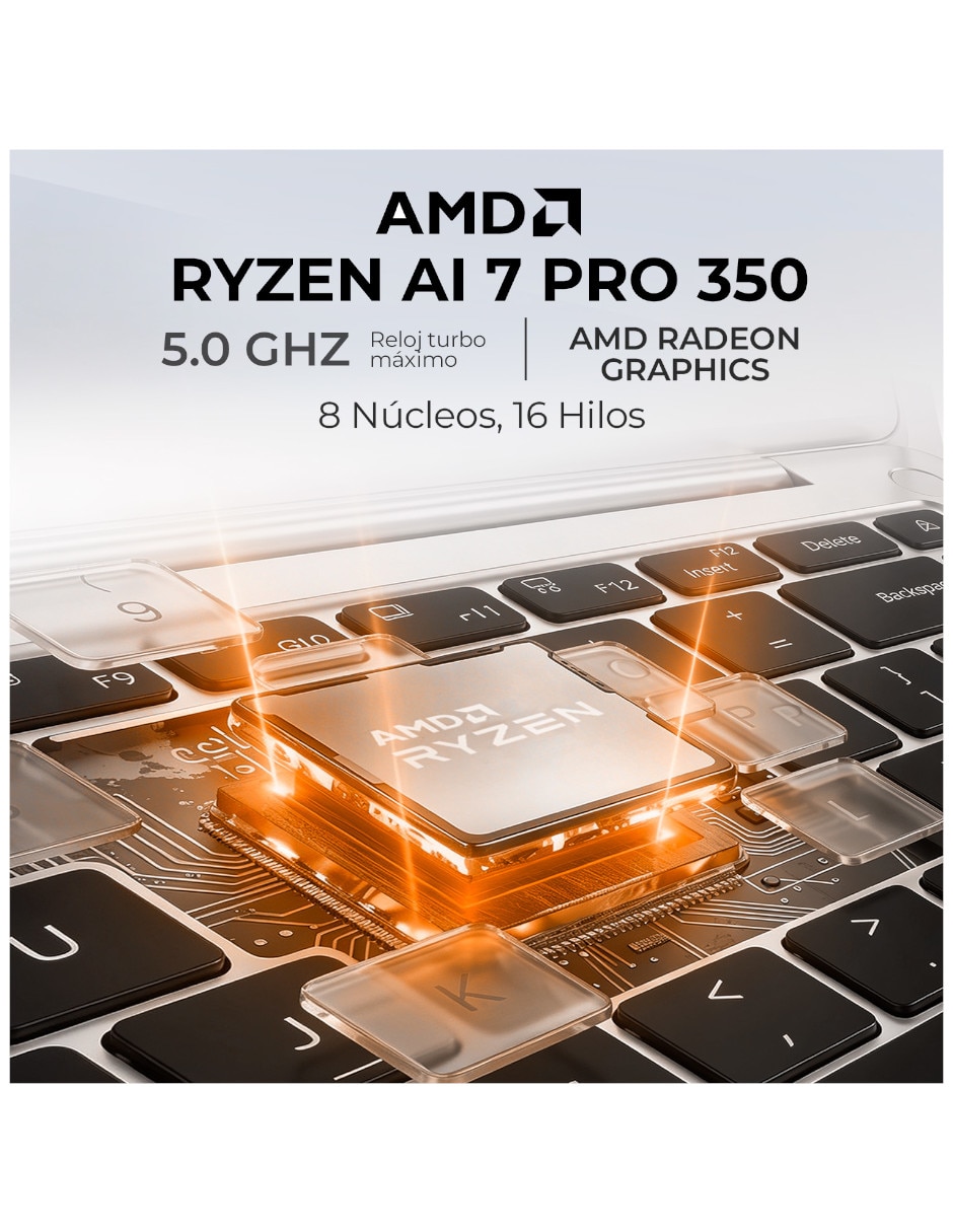 Laptop m3ymm 16 pulgadas full hd+ amd ryzen ai 7 350 integradas 16 gb ram 512 gb ssd 3