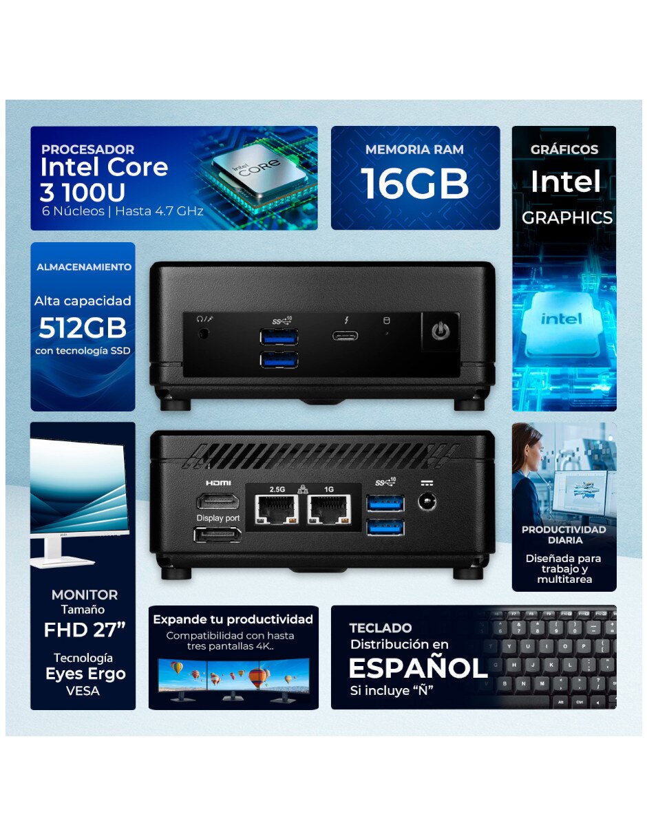 Mini PC Cubi51MA-C316512M27 Intel Core 3 Integrada 16 GB RAM No aplica 512 GB 6