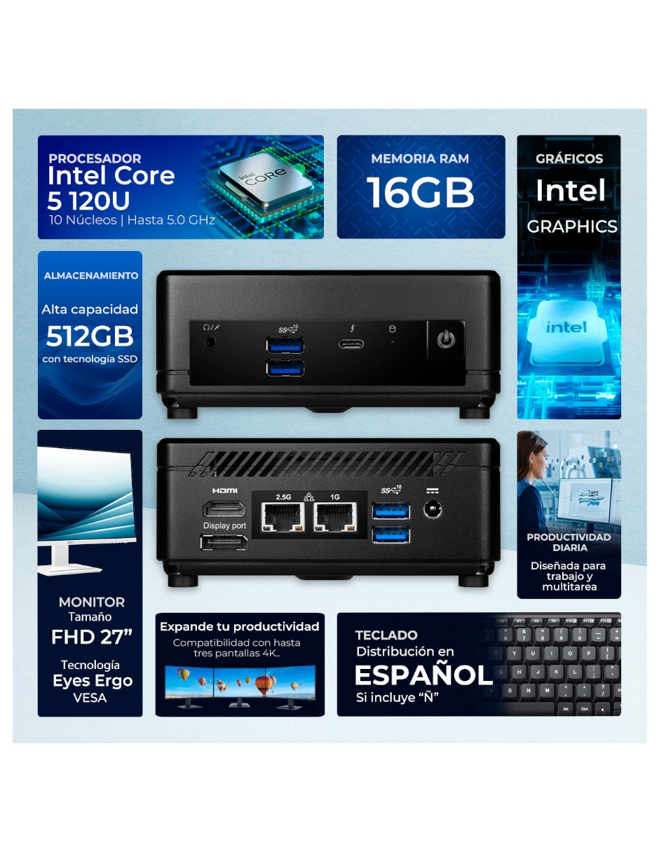 Mini PC Cubi51MA-C516512 Intel Core 5 120U Integrada 16 GB RAM No aplica 512 GB 6
