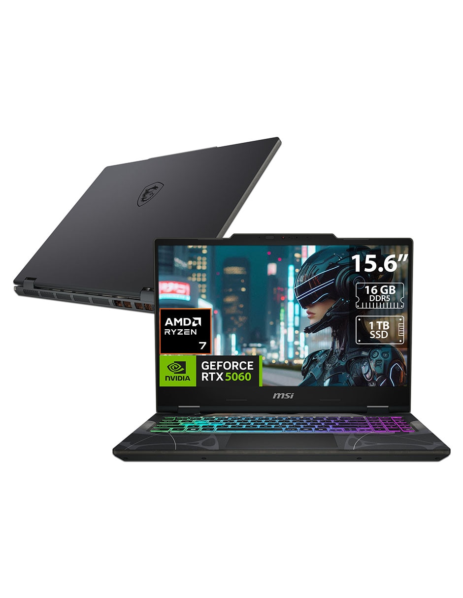 Laptop gamer No Cyborg A15 15.6 pulgadas Full HD AMD Ryzen 7 260 NVIDIA GeForce RTX 5060 16 GB RAM No aplica 1 TB No aplica Laptop gamer No Cyborg A15 15.6 pulgadas Full HD AMD Ryzen 7 260 NVIDIA GeForce RTX 5060 16 GB RAM No aplica 1 TB No aplica