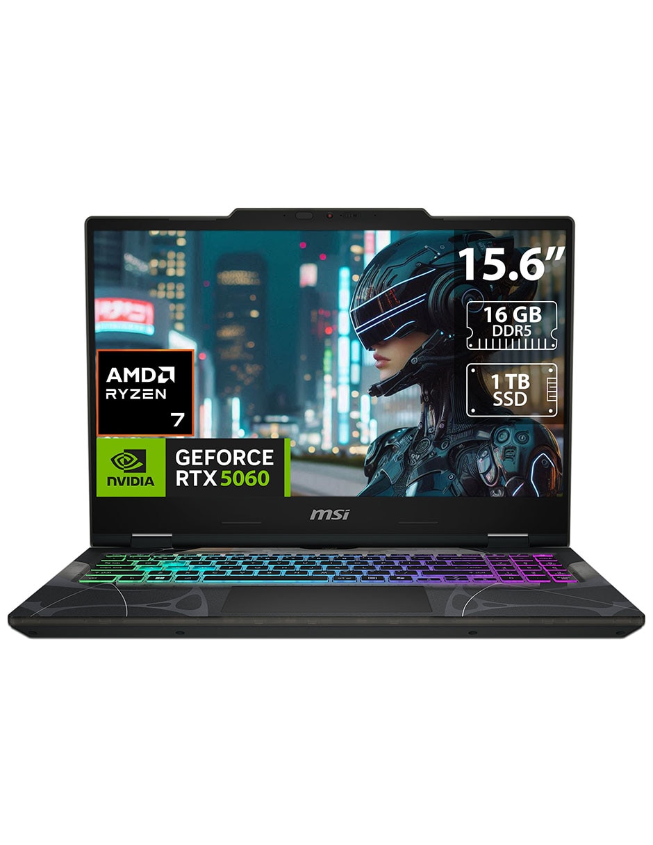 Laptop gamer No Cyborg A15 15.6 pulgadas Full HD AMD Ryzen 7 260 NVIDIA GeForce RTX 5060 16 GB RAM No aplica 1 TB No aplica 2
