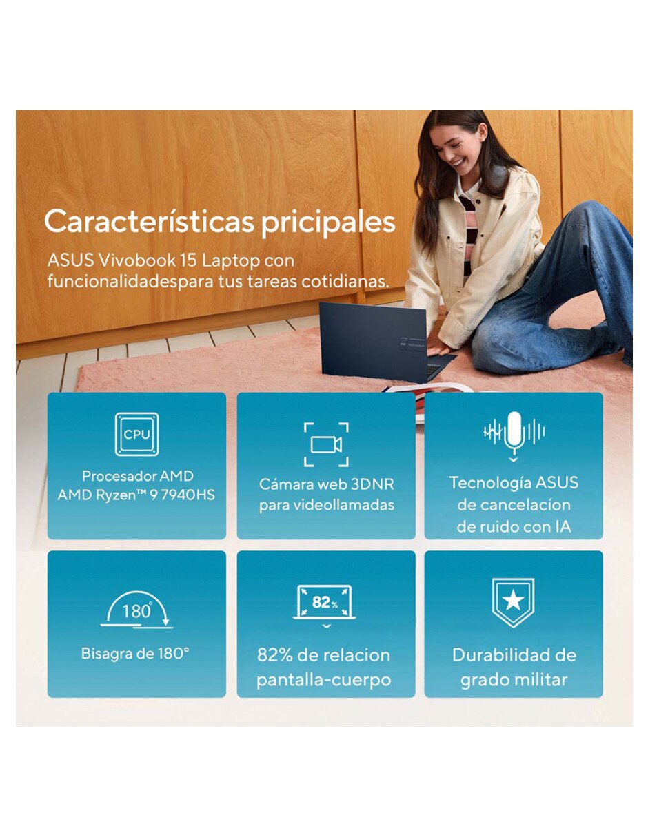 Laptop No M1502XA-R924512 15.6 pulgadas Full HD AMD Ryzen 9 Integradas 24 GB RAM No aplica 512 GB No aplica 4