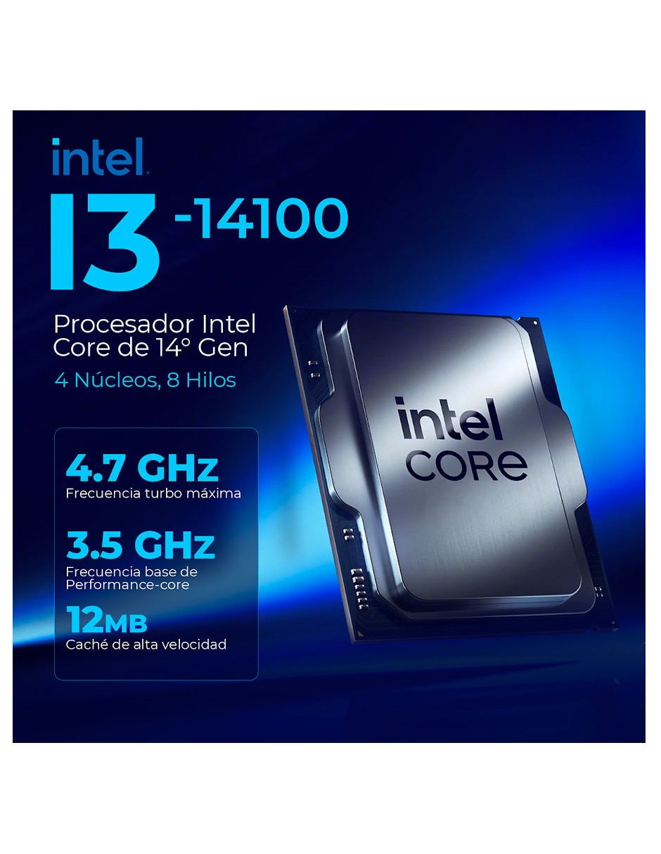 Computadora gamer No incluye monitor No incluye monitor Intel Core i3 Intel UHD Graphics 730 16 GB RAM No aplica 500 GB No aplica 6