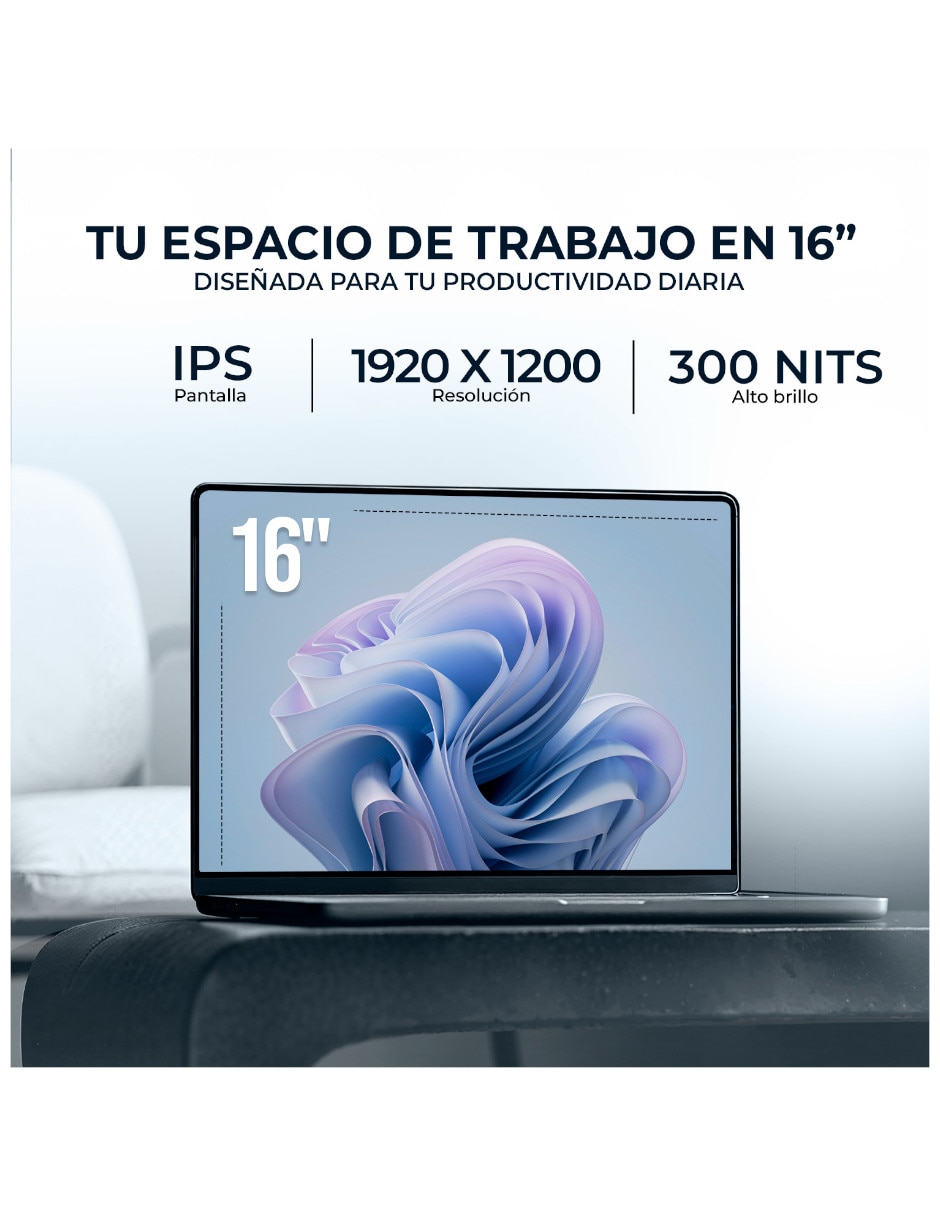 Laptop No PC16255-RA732512 16 pulgadas Full HD+ AMD Ryzen AI 7 Pro 350 Integradas 32 GB RAM No aplica 512 GB No aplica 3