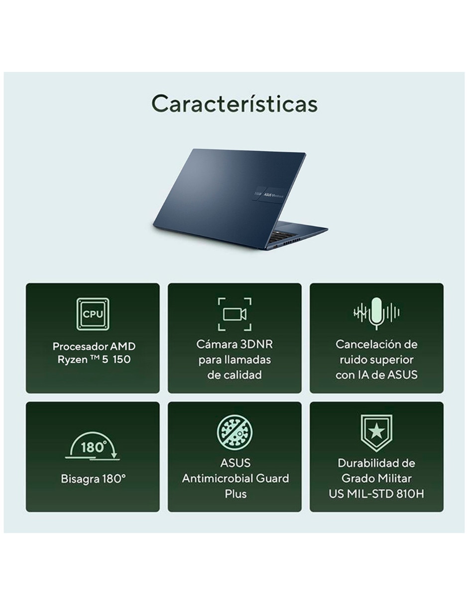 Laptop No D1502NAQ-R58512 15.6 pulgadas Full HD AMD Ryzen 5 Integradas 16 GB RAM No aplica 512 GB No aplica 2